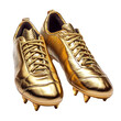 © Spdesignstock - Golden football Boot on a transparent background. golden sports shoes.