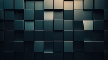 Aufkleber - Black and white image of a wall made of black cubes. The wall is made of many cubes, and the cubes are all the same size. The wall is very dark and has a very modern look to it