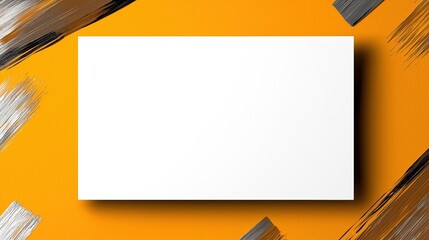 Aufkleber - White sign with a black border sits on a yellow background. The sign is empty and has no writing on it. The background is a mix of orange and black, giving the image a bold and striking appearance