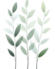 Wall Mural - Abstract botanical design featuring gradient green leaves and plants for eco-friendly themes