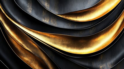 Poster - The dark black and gold background with metallic texture gives it a luxurious and high-contrast look.