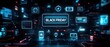 © Georgii - Futuristic black friday digital display with neon graphics and visuals