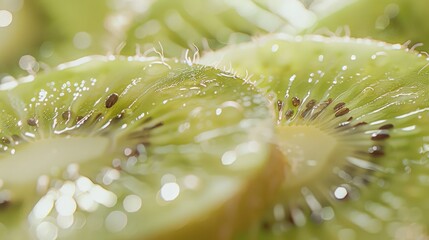 Poster - Kiwi fruit cut into quarters with soft and fuzzy skin visible