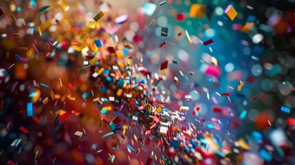 Aufkleber - Multicolored abstract background with many falling small pieces, bright colors, dynamic motion, artistic design