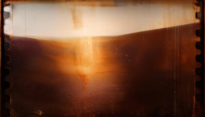 Wall Mural - aged sepia toned filmstrip frame with scratches, light flares, and grain texture. ideal for nostalgi