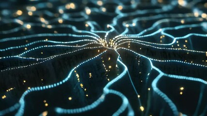 Poster - Dive into an intricate network of luminous pathways, where radiant lights weave through a captivating digital landscape, igniting the imagination