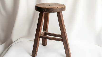 Charming rustic wooden stool perfect for minimalist decor. 