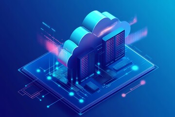 Poster - Concept of cloud server, Storage and data.