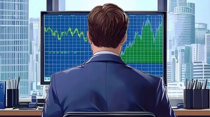 Poster - Business Owner Analyzing Market Trends in Office