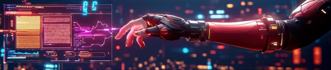 Poster - Futuristic Anime Style Interface with Hand Gesture