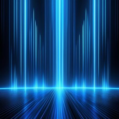 Wall Mural - blue vertical light beams animation on dark background