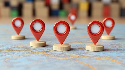 Poster - Tech background with a digital map and glowing location symbols, perfect for location-based services