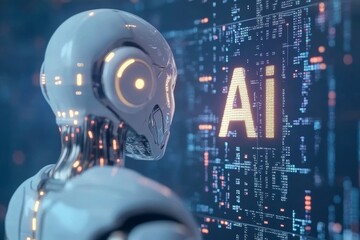 Fototapete - Big data and AI machine learning.