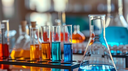 Poster - Research team conducting experiments at laboratory benches, with various scientific instruments and data charts in the background.