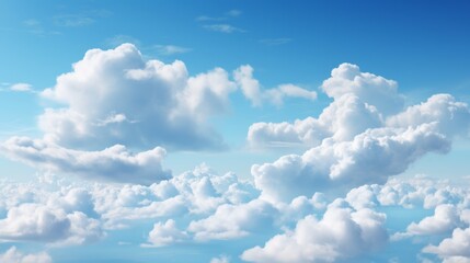 Poster - Serene sky filled with white cumulus clouds on a sunny day