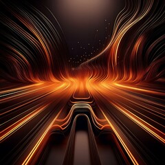 Wall Mural - a black and orange background with a lot of glowing lines