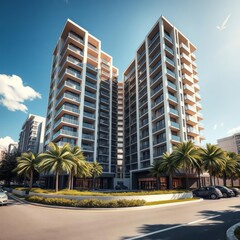 Modern luxury apartments (condo) in bright sunny day Condominium 