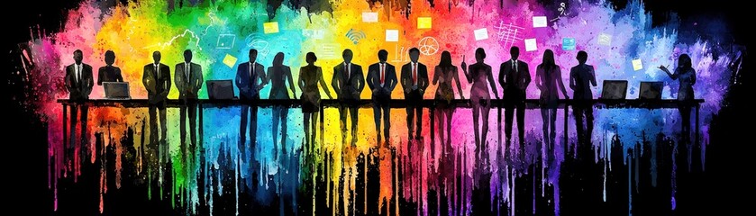 Poster - Vibrant Watercolor Painting of Creative Minds