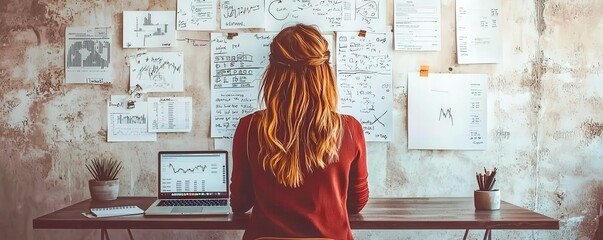 Poster - Focused Person Working at a Desk with Charts and Notes