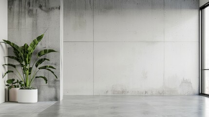 White wall in a contemporary concrete office interior