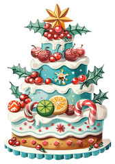 Wall Mural - PNG Cake illustration christmas dessert.