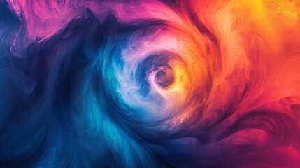 Wall Mural - a vibrant abstract swirl features fiery hues transitioning to cool blue, creating a dynamic sense of
