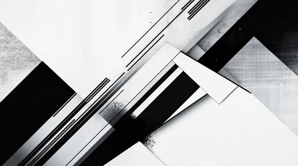 Poster - Minimalist black and white geometric background with sharp lines and modern shapes, perfect for clean contemporary designs.