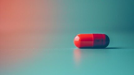 Wall Mural - Single red pill on a soft gradient background