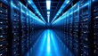 © Oldcorporal - Blue Data Center Server Room with Bright LED Lighting