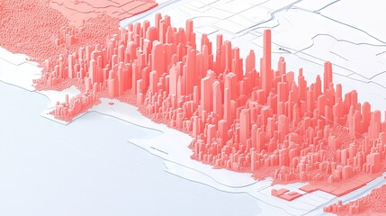 Poster - Cityscape overlayed with real estate data visuals, representing analysis of market trends