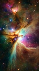 Wall Mural - vibrant nebula with fiery colors and distant stars in a cosmic landscape