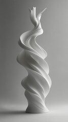 Wall Mural - Elegant twisting sculpture in white showcasing artistic design and fluidity