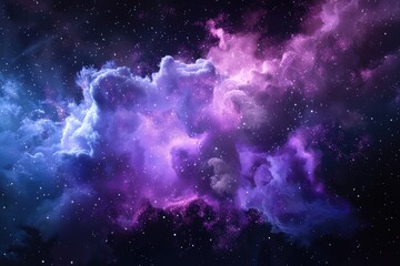 sparkling blue and purple nebula in deep space.