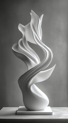 Wall Mural - Elegant twisting sculpture in white showcasing artistic design and fluidity