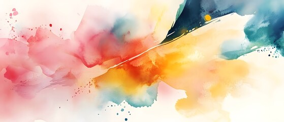 Poster - A vibrant watercolor abstract painting with fluid colors blending harmoniously, perfect for modern decor and artistic projects.