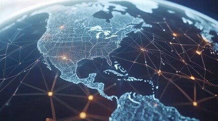 Poster - Global stock market analysis with profit trends and financial data overlay, high-tech design