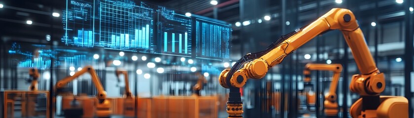 Poster - Advanced robotic arms in a modern manufacturing facility showcase automation technology and industrial innovation.