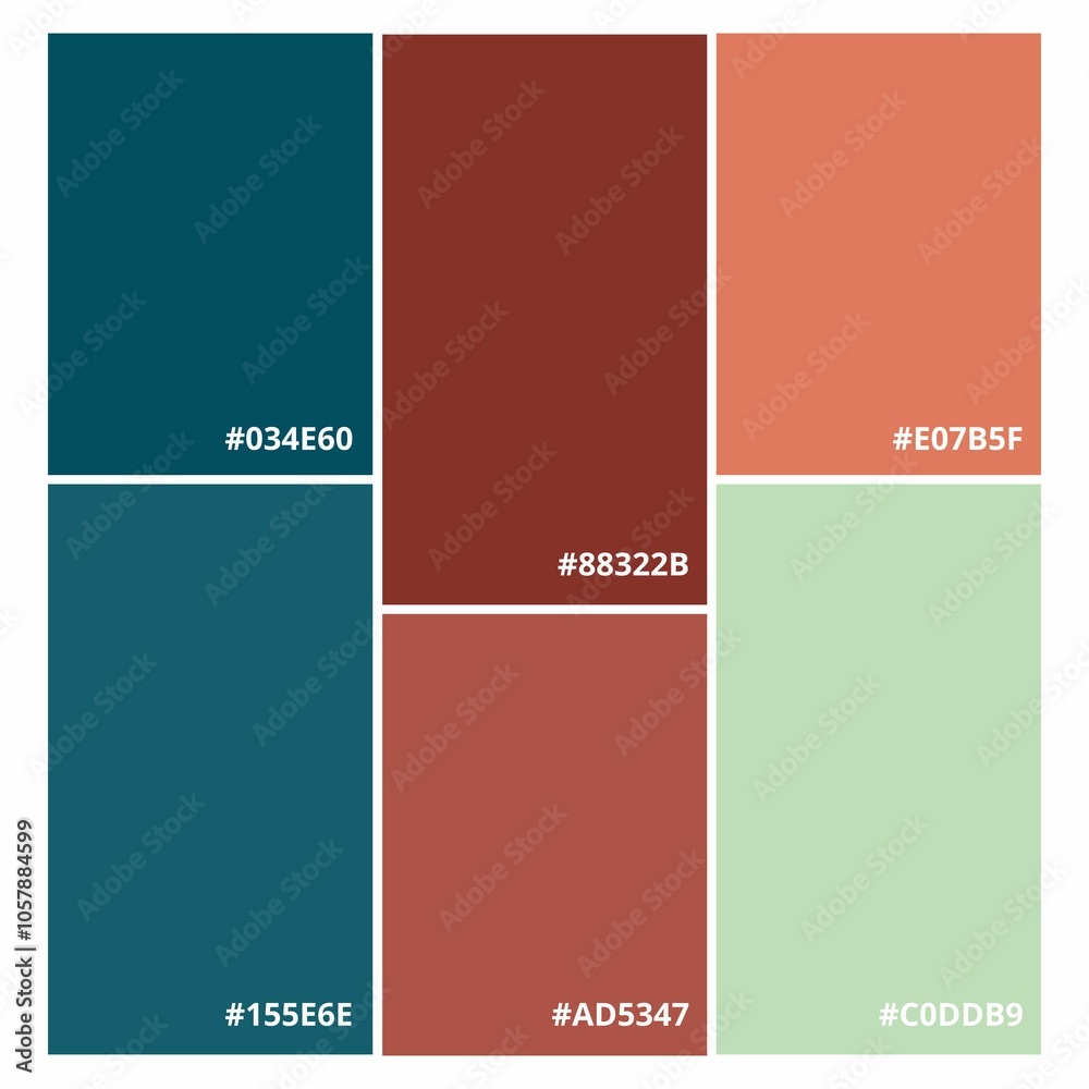 Six color combinations, a collection of vector color palettes with hex ...