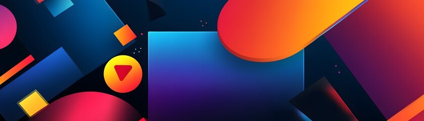 Poster - Vibrant abstract design featuring geometric shapes and rich colors, perfect for modern art or digital backgrounds.