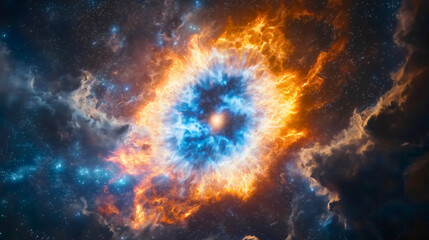 Wall Mural - a quasar is an exceptional light source in the universe, a beautiful white light that shines from a 