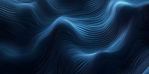 Poster - abstract wavy blue background. waves from many lines. digital space. holographic background
