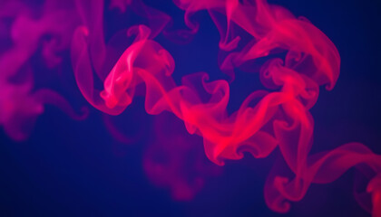 Red smoke on a blue background. Mystic texture in neon colors isolated with white highlights, png