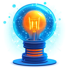 Aufkleber - Illuminated glass orb with glowing filament set against a vibrant cosmic background in a creative digital design