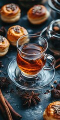 Cozy Breakfast Scene with Tea and Pastries in Home Interior Setting