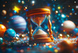 © Arif - A magical hourglass surrounded by stars and planets, symbolizing time and the universe. Perfect for themes of fantasy, science fiction, and the passage of time.