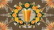 © Uncanny Valley 😱 - Symmetrical Art Deco Orange Juice Illustration with Geometric Precision and Stylized Citrus Accents – Ideal for Decorative and Artistic Use