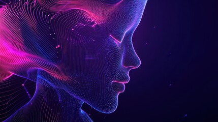Poster - Abstract Digital Portrait: A Mystical Fusion of Color and Form