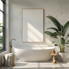 Wall Mural - Modern Bathroom With Freestanding Tub and Pendant Lights