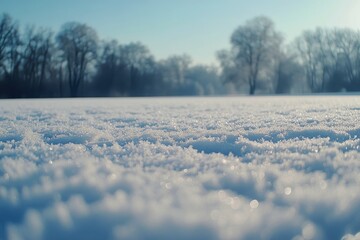 Wall Mural - Snow covered path lined with trees during early morning light in winter