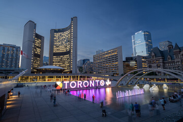 Toronto sign board in the city hall, Ontario, Canada       
